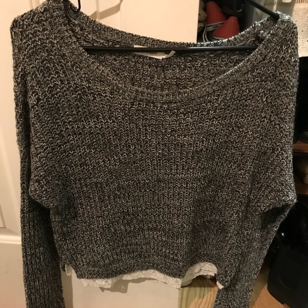 Urban Outfitters Navy/Grey sweater w/ lace size M